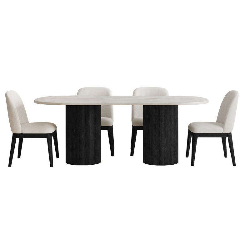 Sylvie - 5 Piece Standard Height Dining Set, Oval Table