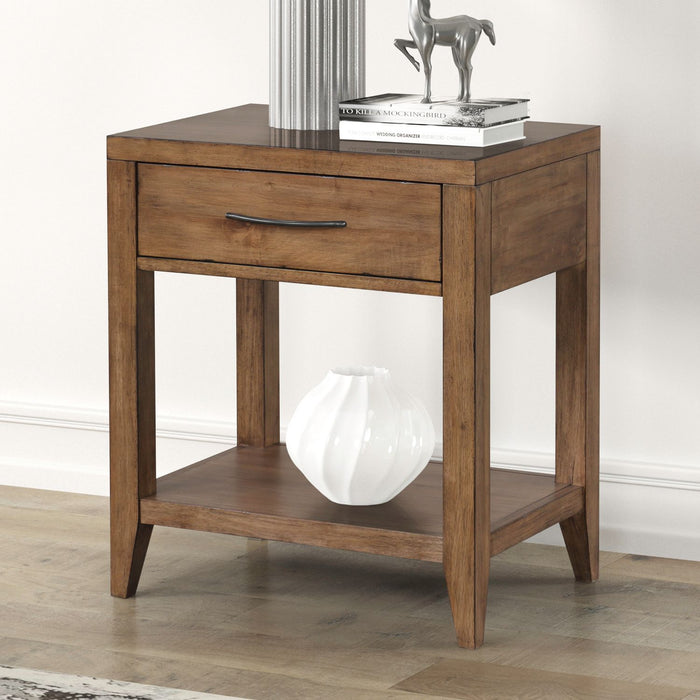 Shaker Lakes - Open Nightstand With Charging Station - Brown