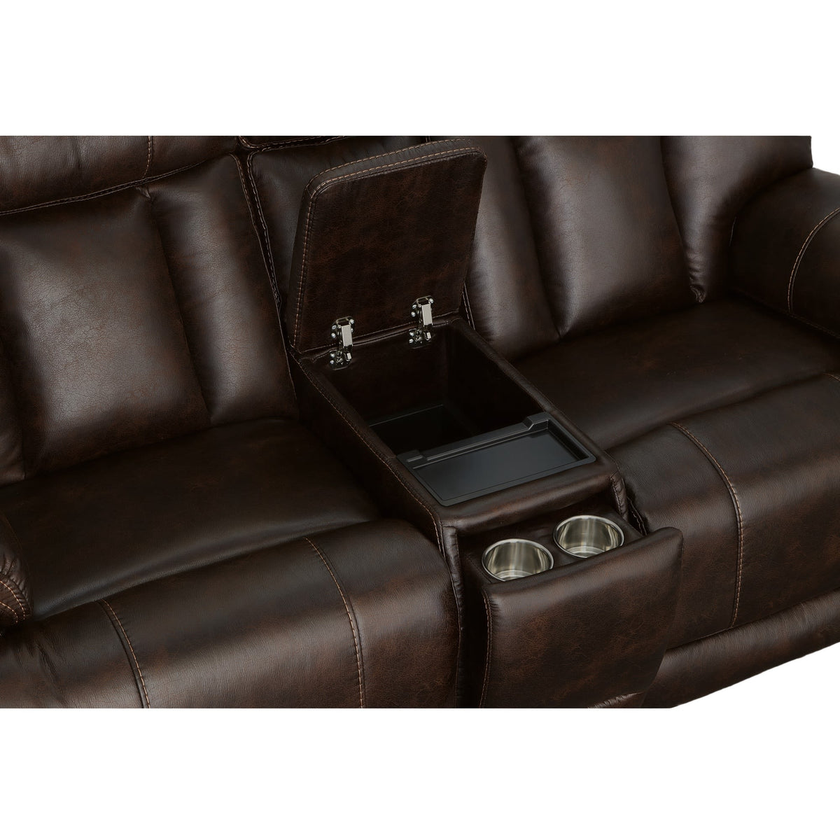 Flexsteel Clive Power Reclining Loveseat with Console, Power Headrests & Lumbar