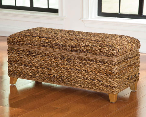 Laughton Hand-Woven Banana Leaf Storage Bench Amber Default Title