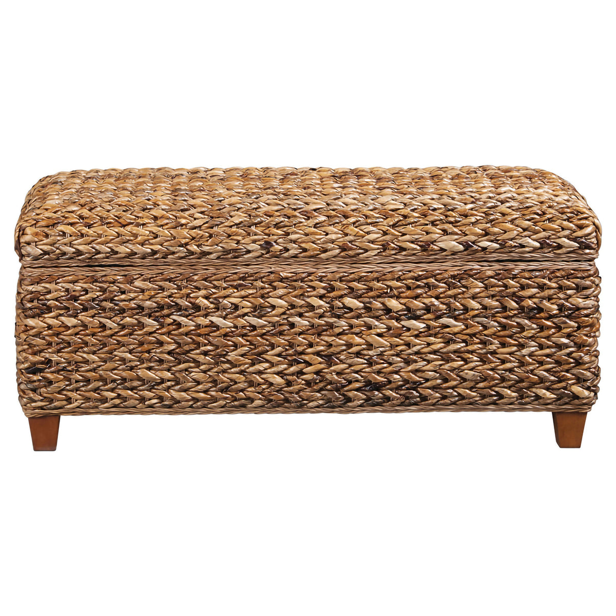 Laughton Hand-Woven Banana Leaf Storage Bench Amber