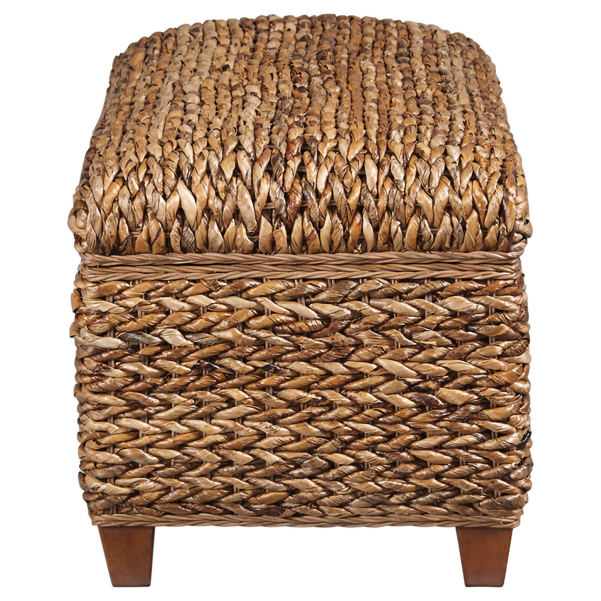 Laughton Hand-Woven Banana Leaf Storage Bench Amber