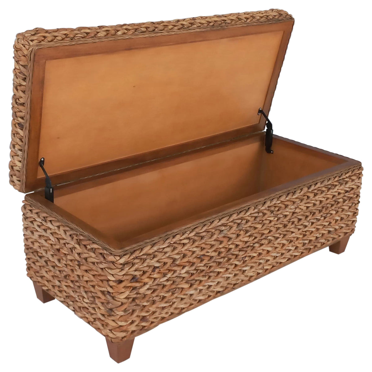 Laughton Hand-Woven Banana Leaf Storage Bench Amber