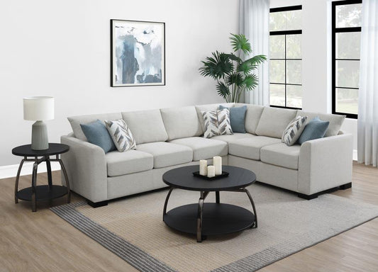 Ashford Chenille Upholstered Sleeper Sectional Sofa Greige Default Title