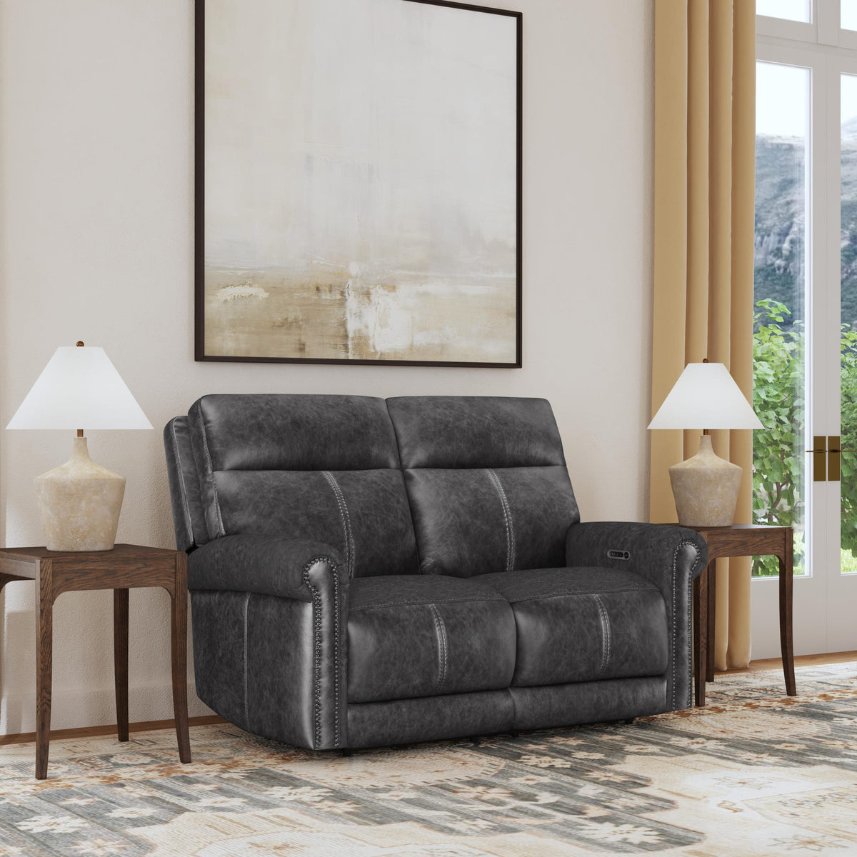 Flexsteel Alexander Power Reclining Loveseat with Power Headrest & Lumbar