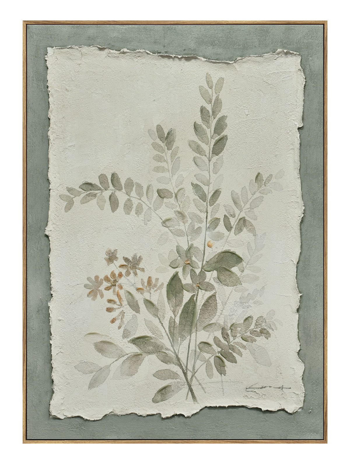 Muted Foliage Texture - 20" x 28" Framed Wall Art - Green