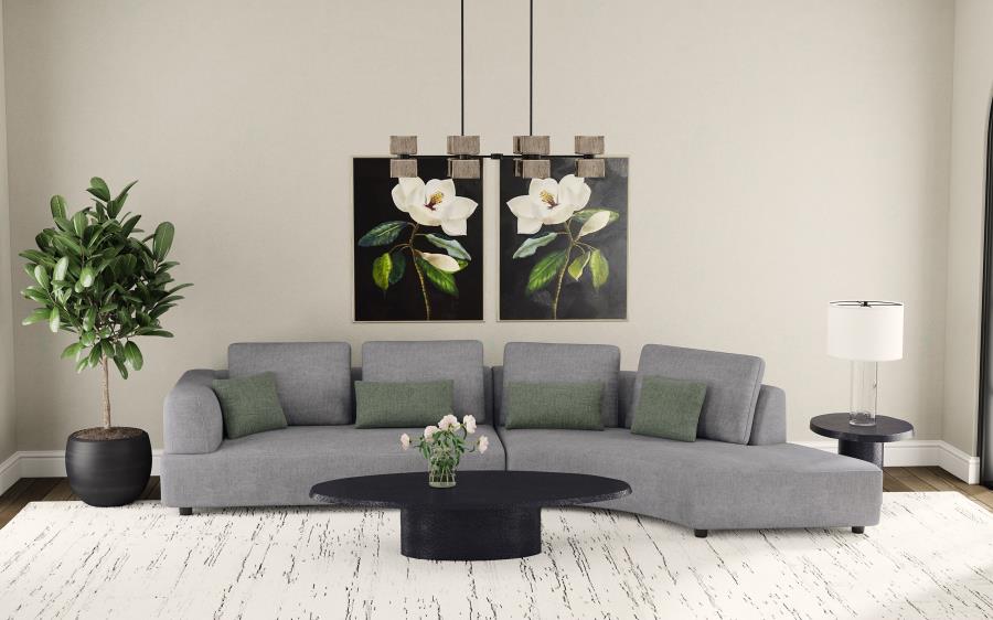 Toscano 134-inch Upholstered Sectional Sofa Grey Default Title