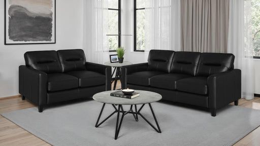 Scotland Faux Leather Upholstered Sofa Set Black 2-piece