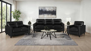 Scotland Faux Leather Upholstered Sofa Set Black 3-piece