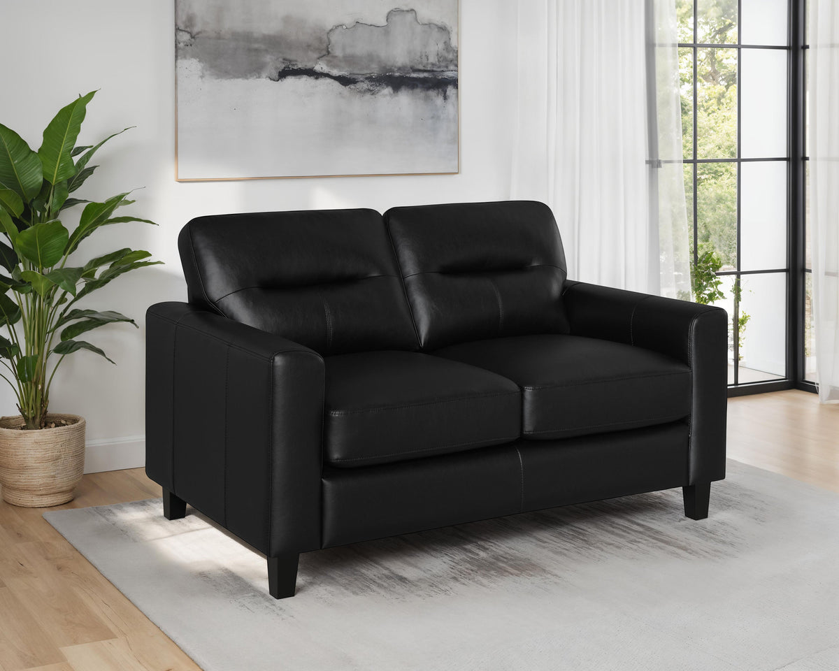 Scotland Faux Leather Upholstered Track Arm Loveseat