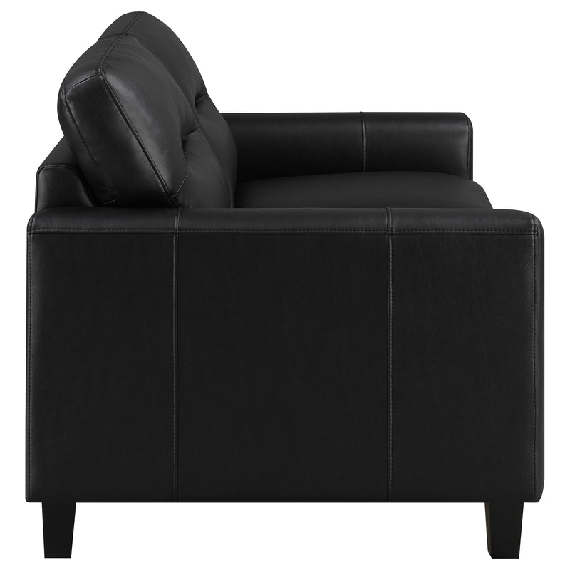 Scotland Faux Leather Upholstered Track Arm Loveseat