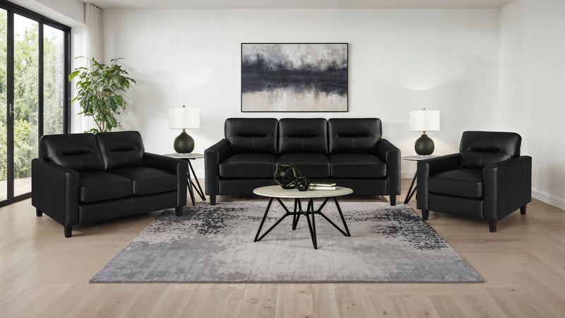 Scotland Faux Leather Upholstered Track Arm Loveseat