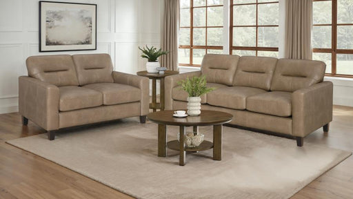 Scotland Faux Leather Upholstered Sofa Set Brown 2-piece