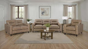 Scotland Faux Leather Upholstered Sofa Set Brown 3-piece
