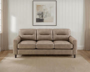 Scotland Faux Leather Upholstered Track Arm Sofa Brown