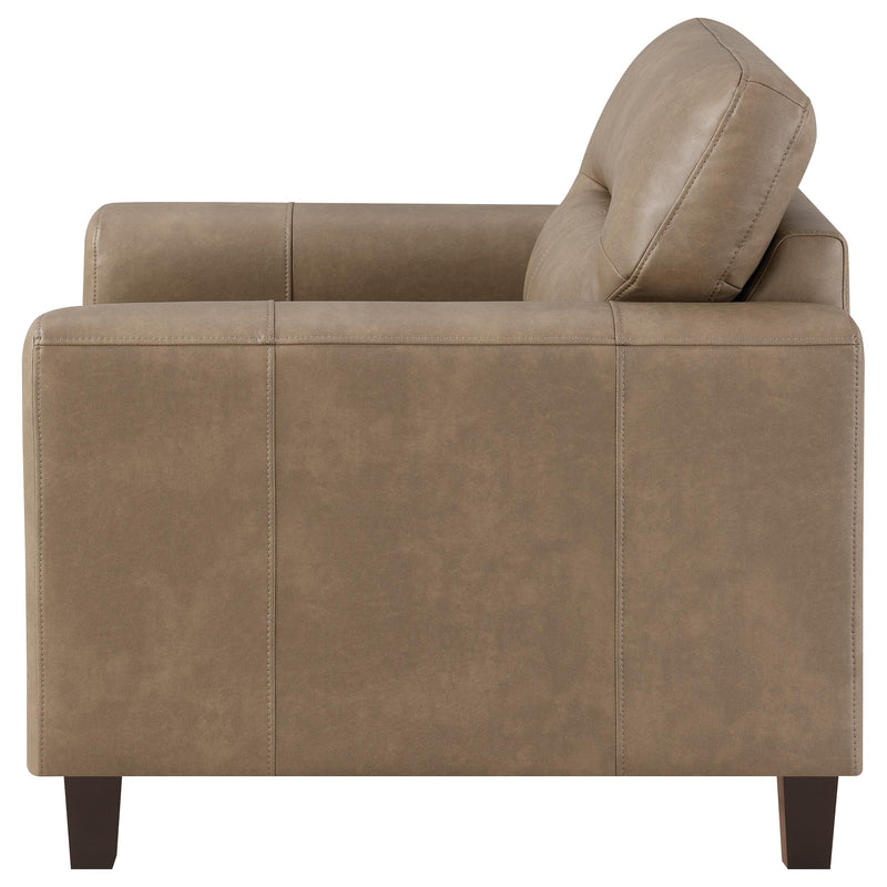Scotland Faux Leather Upholstered Track Arm Chair