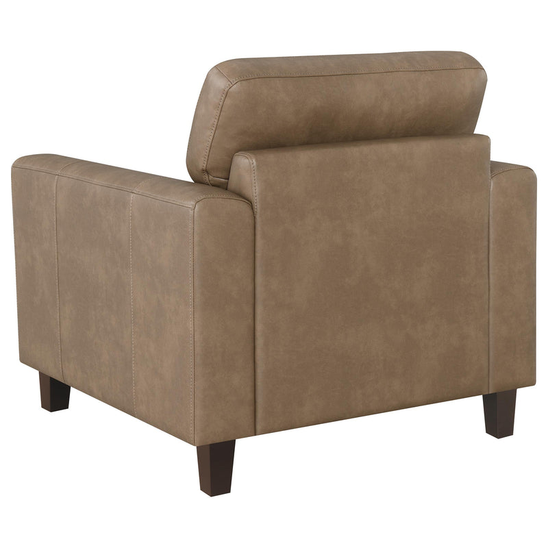 Scotland Faux Leather Upholstered Track Arm Chair