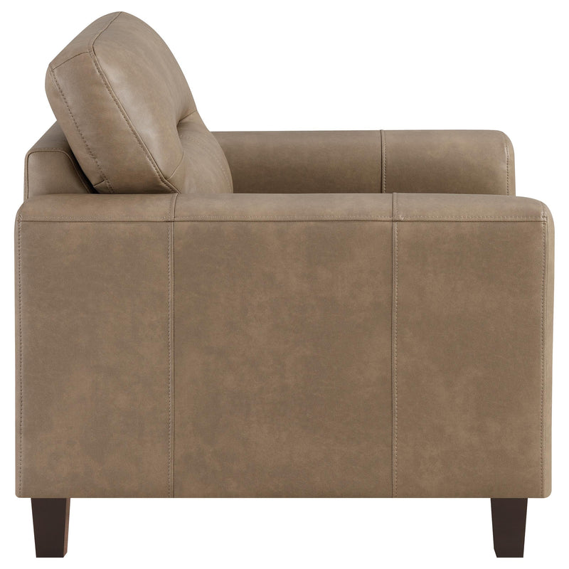 Scotland Faux Leather Upholstered Track Arm Chair