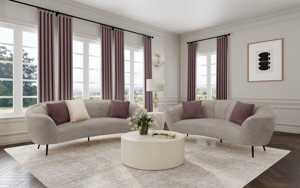 Ellorie Upholstered Curved Sofa Set Beige