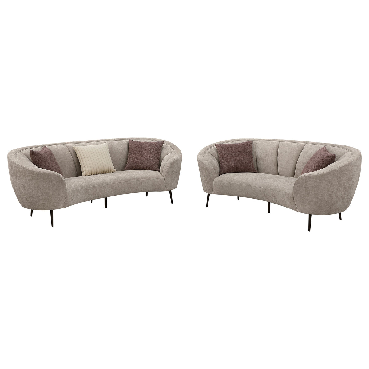 Ellorie Upholstered Curved Sofa Set Beige