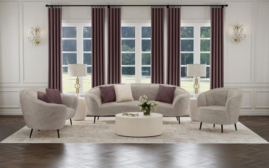 Ellorie Upholstered Curved Sofa Set Beige 3-piece