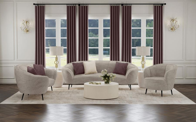 Ellorie Upholstered Curved Sofa Set Beige 3-piece
