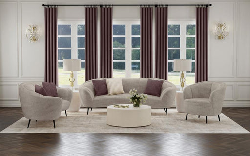 Ellorie Upholstered Curved Sofa Set Beige 3-piece
