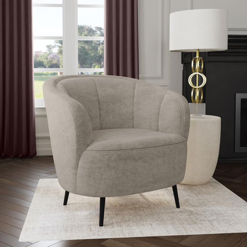 Ellorie Upholstered Channel Back Curved Chair Beige Default Title