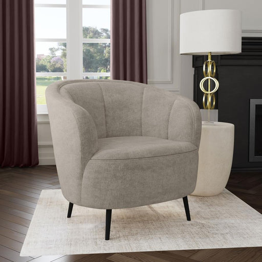 Ellorie Upholstered Channel Back Curved Chair Beige Default Title