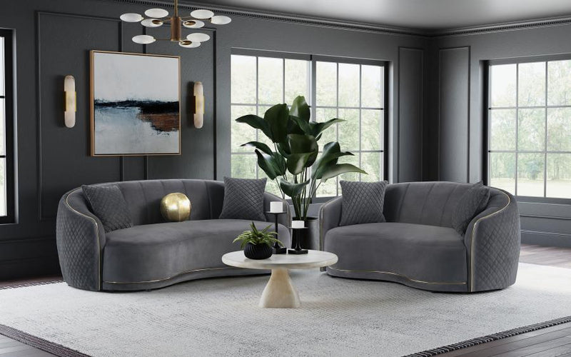 Brookside 2-piece Velvet Upholstered Sofa Set Dark Grey Default Title