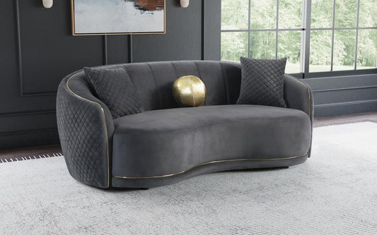 Brookside Velvet Upholstered Curved Sofa Dark Grey Default Title