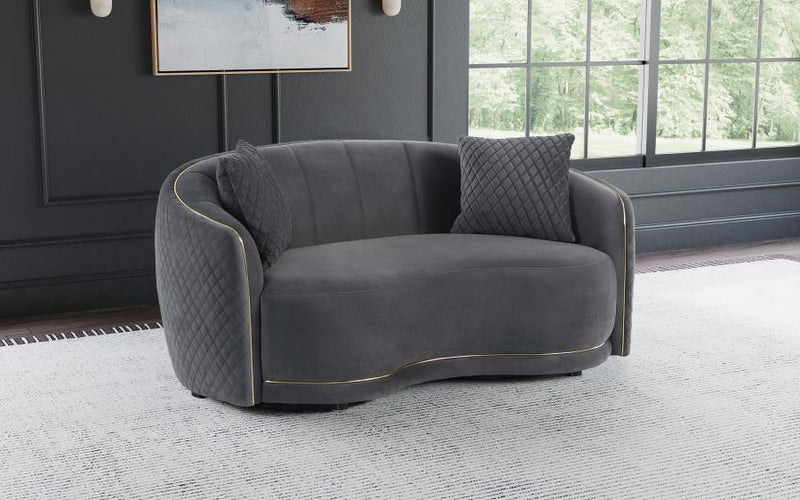 Brookside Velvet Upholstered Curved Loveseat Dark Grey Default Title