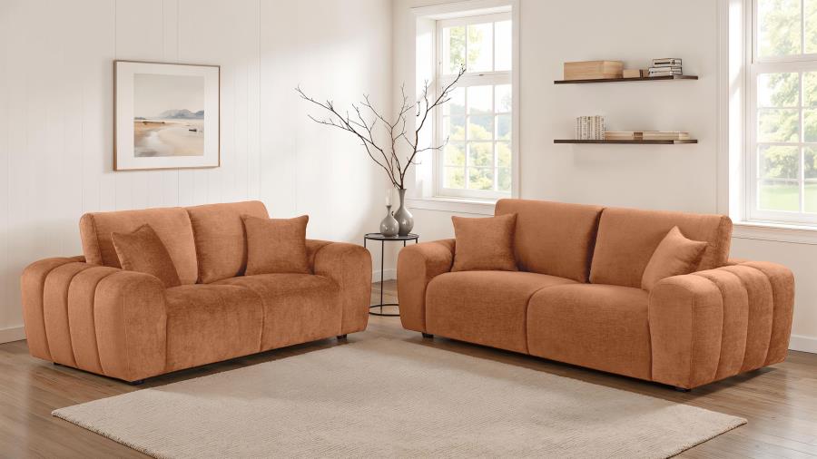 Burnett Chenille Upholstered Sofa Set Burnt Orange 2-piece