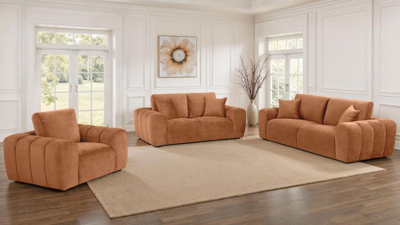Burnett Chenille Upholstered Sofa Set Burnt Orange 3-piece