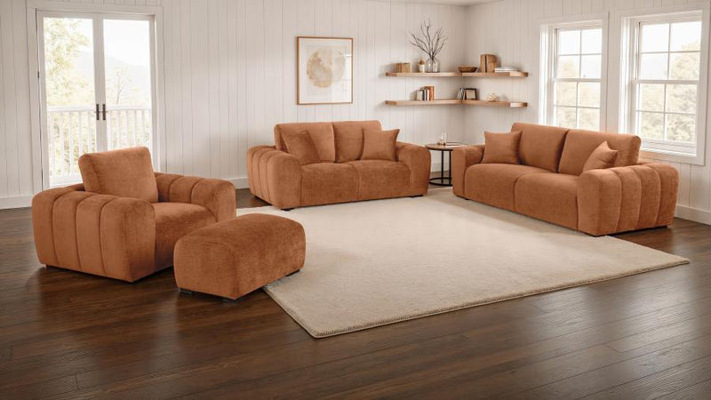 Burnett Chenille Upholstered Sofa Set Burnt Orange 4-piece
