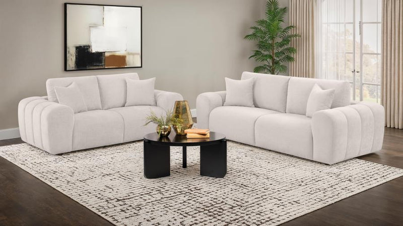 Burnett Chenille Upholstered Sofa Set Ivory 2-piece