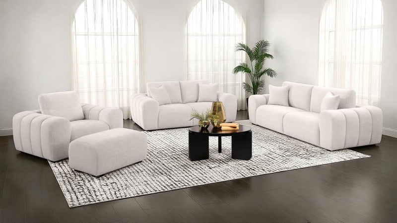 Burnett Chenille Upholstered Sofa Set Ivory 4-piece