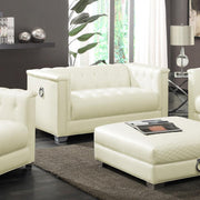 Chaviano Upholstered Track Arm Loveseat Pearl White Default Title