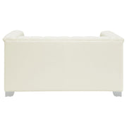 Chaviano Upholstered Track Arm Loveseat Pearl White