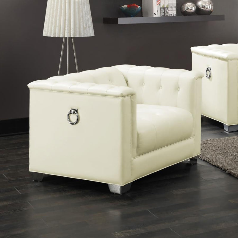 Chaviano Upholstered Track Arm Accent Chair Pearl White Default Title
