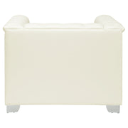 Chaviano Upholstered Track Arm Accent Chair Pearl White