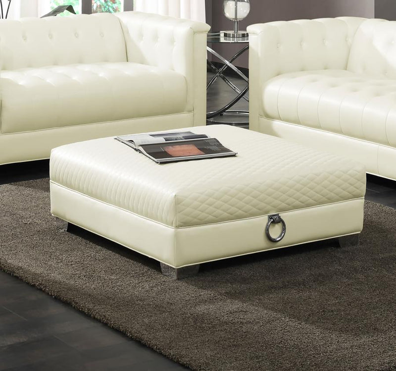 Chaviano Square Upholstered Ottoman Pearl White Default Title