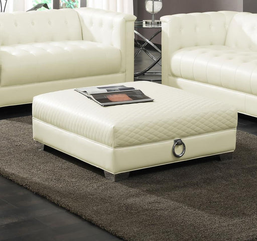 Chaviano Square Upholstered Ottoman Pearl White Default Title