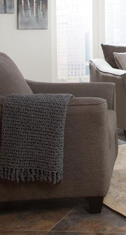Salizar Upholstered Flared Arm Accent Chair Charcoal Grey