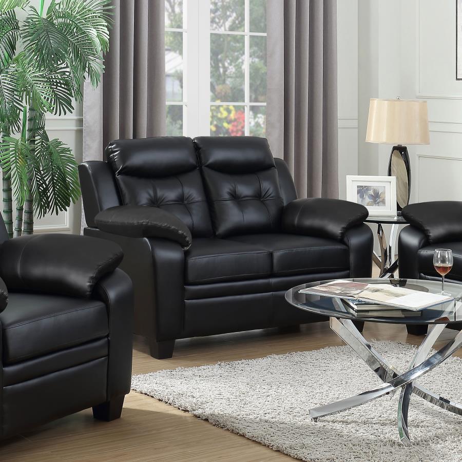 Finley Upholstered Padded Arm Tufted Loveseat Black Default Title