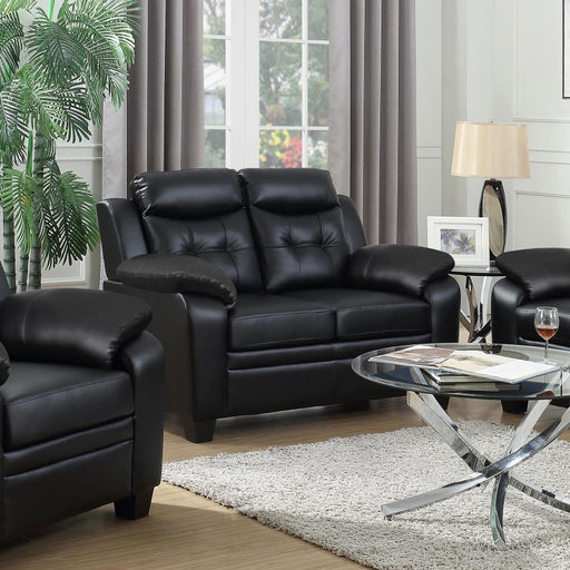 Finley Upholstered Padded Arm Tufted Loveseat Black Default Title