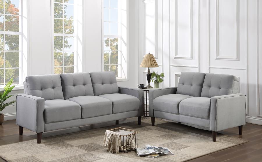 Bowen Upholstered Track Arm Tufted Sofa Set Grey 2-piece
