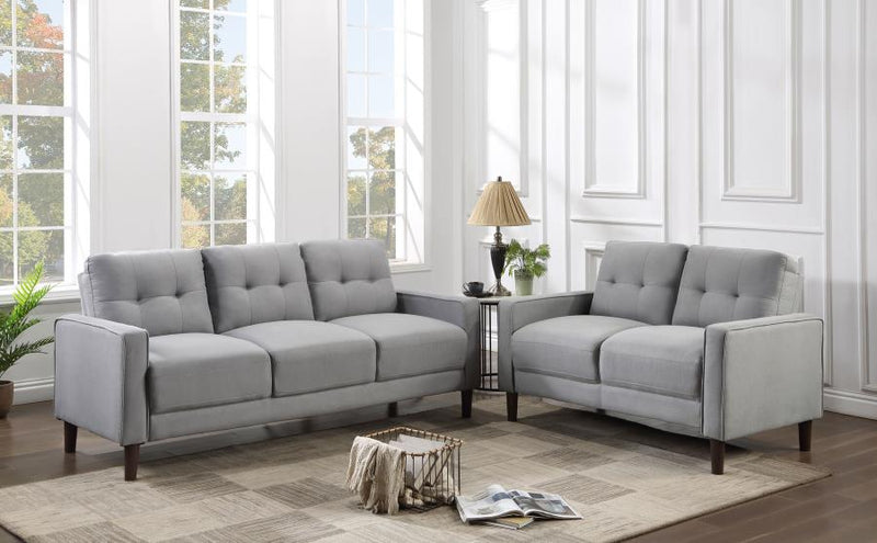 Bowen Upholstered Track Arm Tufted Sofa Set Grey 2-piece