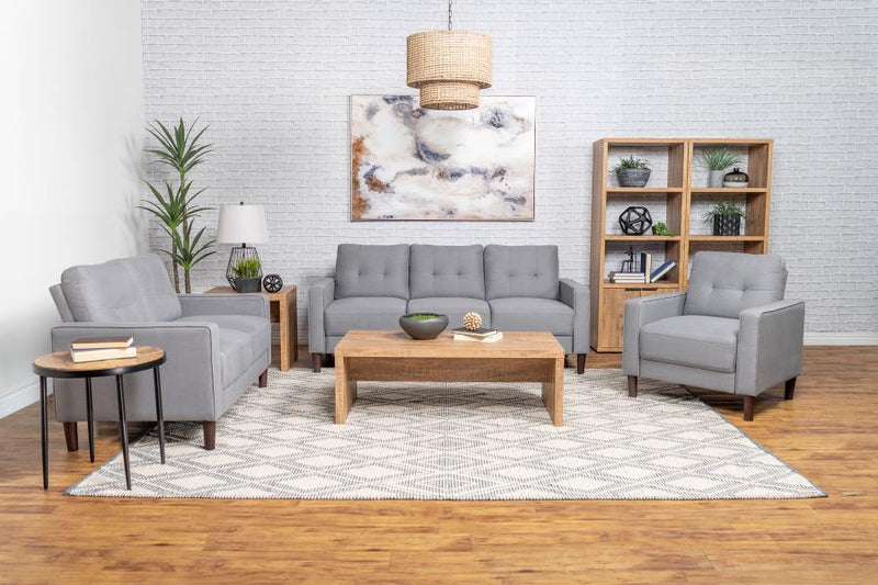 Bowen Upholstered Track Arm Tufted Sofa Set Grey 3-piece
