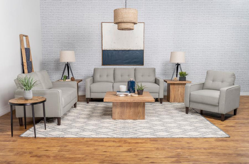Bowen Upholstered Track Arm Tufted Sofa Set Beige 3-piece